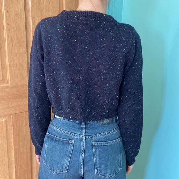 ModCloth Blue Confetti Crop Cardigan - Picture 4 of 9